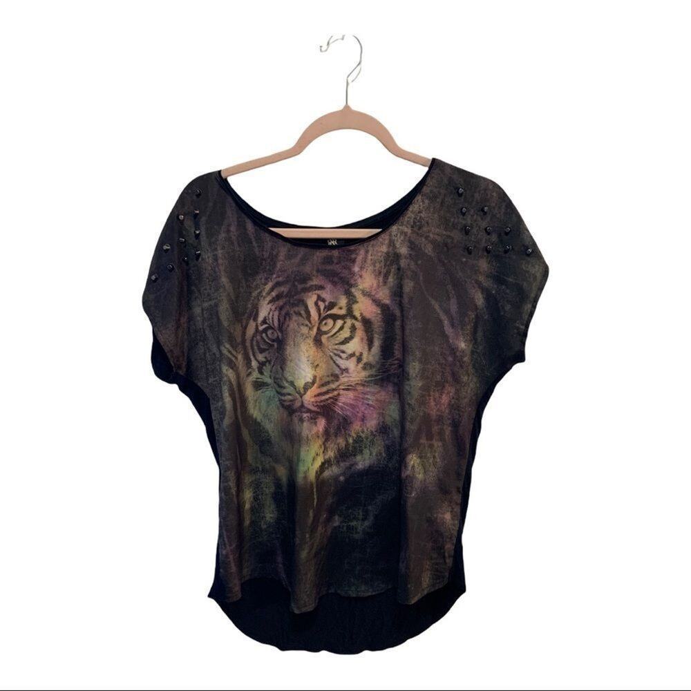 Rock & republic studded neon tiger black tee! Roar!!!